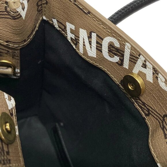 Auth BALENCIAGA Shopping Phone Holder Enlarge/BB Monogram 693805 Brown White - Picture 15 of 16